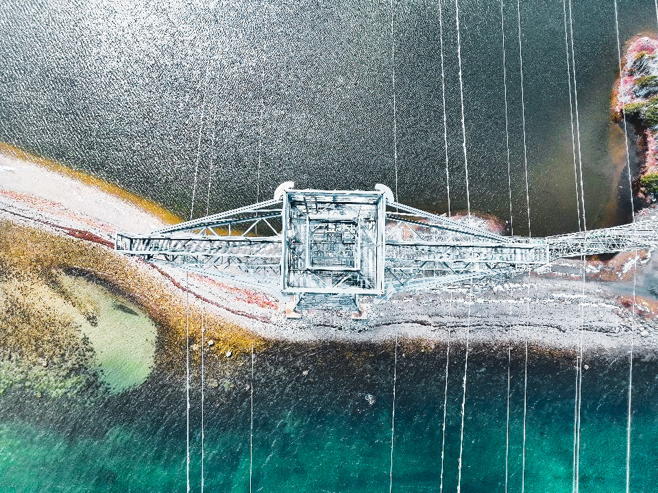 Top-down view of a distribution tower