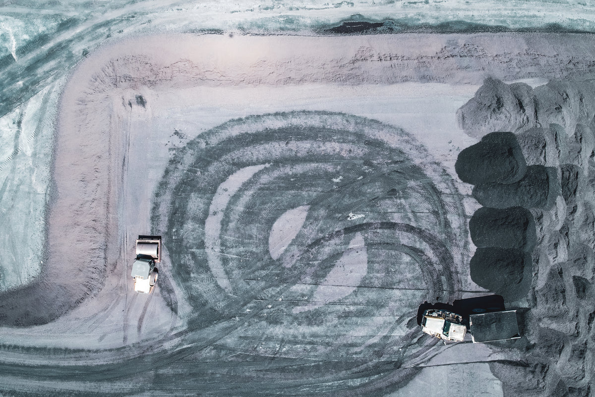 Aerial view of industrial material transfer